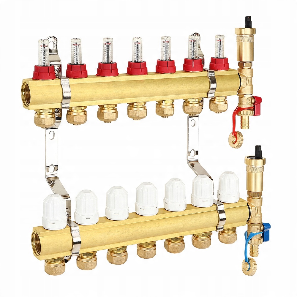 Rozdělovač 7 Okruhů Podlahového Vytápění Pro Mosazné Spojky Podlahové Krytiny