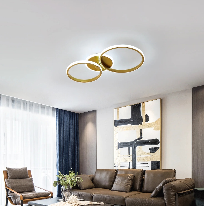 LAMPA SUFITOWA LED PLAFON RING LAMPA WISZACA ZŁOTA 6500K OKRĄGŁY NOWOCZESNA Liczba punktów światła 2