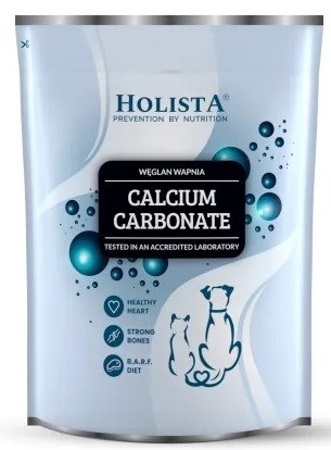 Levně Uhličitan vápenatý prášek HolistaPets 1000 g pro psa a kočku, bez cukru