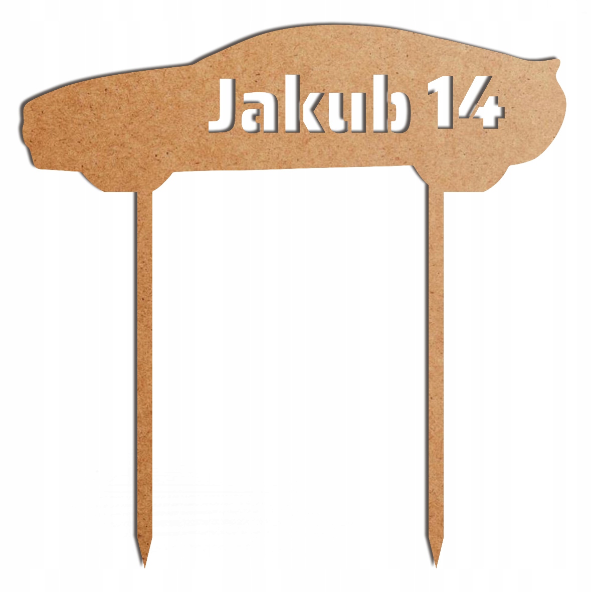 Szary topper auto liczba imię dekoracja na tort