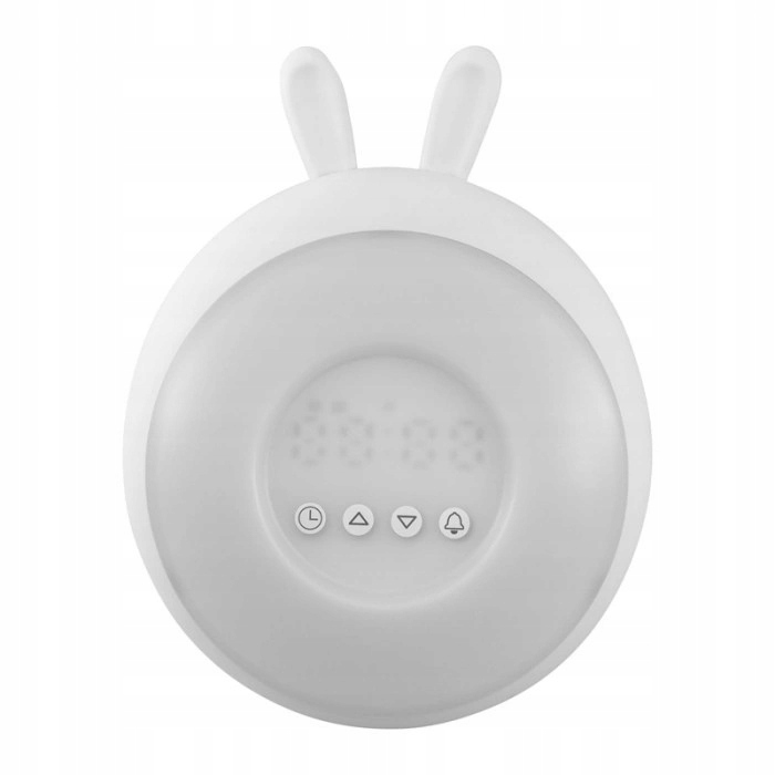 Lampka nocna z budzikiem LED RGB biały królik Kolor biały