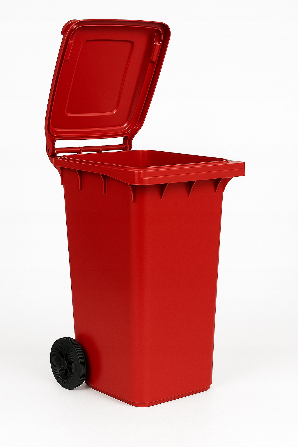 Kosz na śmieci 240L czerwony plastikowy – segregacja odpadów metalowych