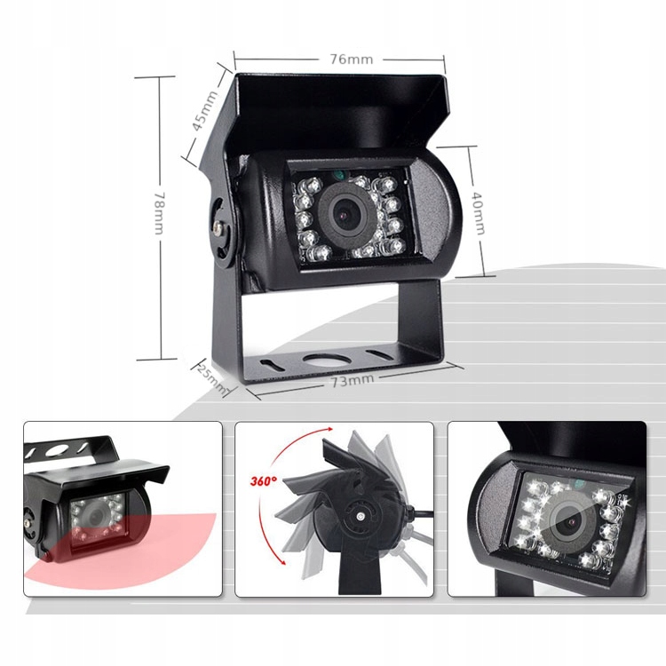 MONITOR 7 cali 2x KAMERA cofania 10m KOMBAJN 12 24 LCD Display screen