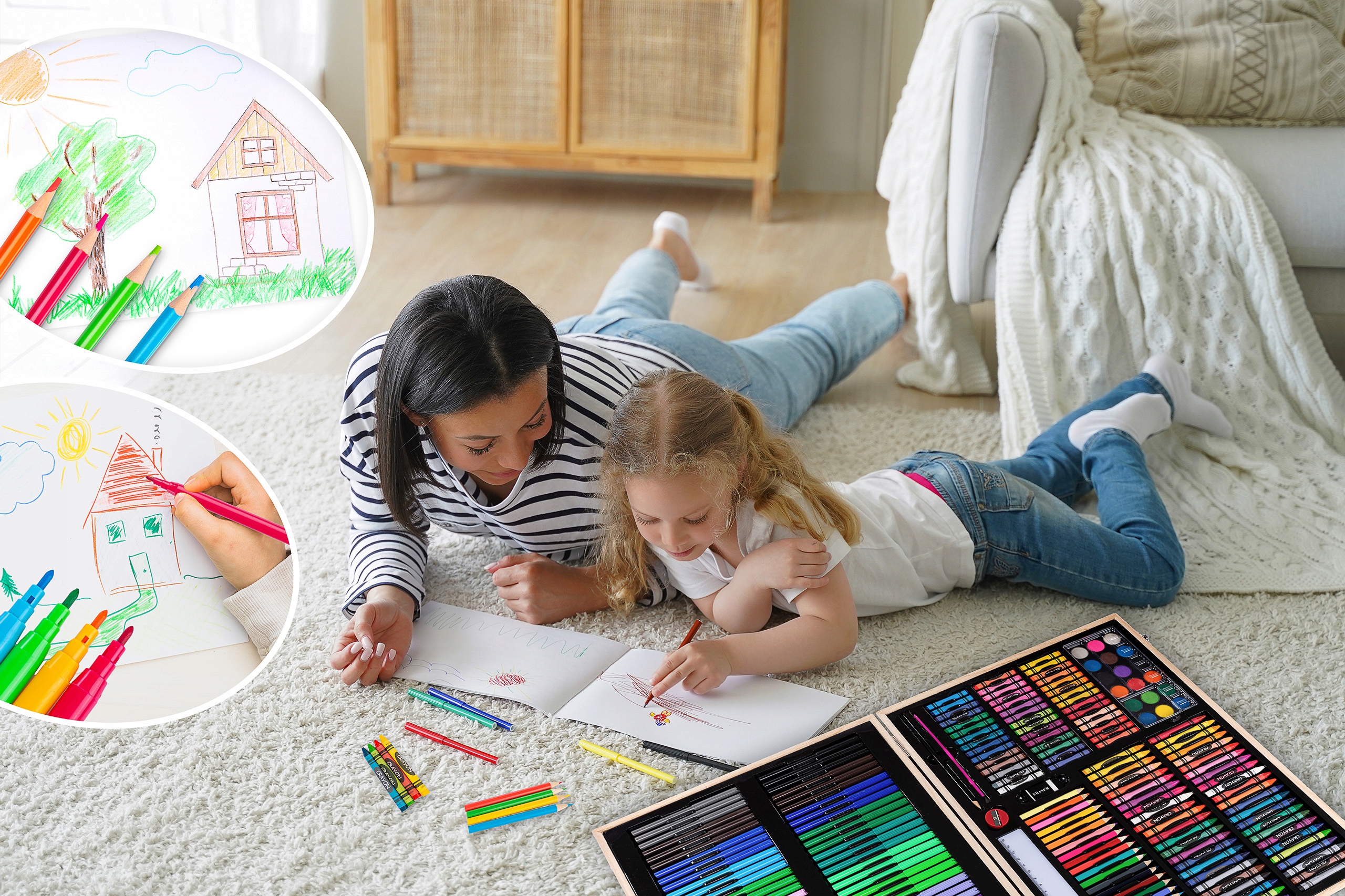 ZESTAW ARTYSTYCZNY DO MALOWANIA DLA DZIECI WALIZKA KREDKI PISAKI FARBY 251 Marka Kinderplay