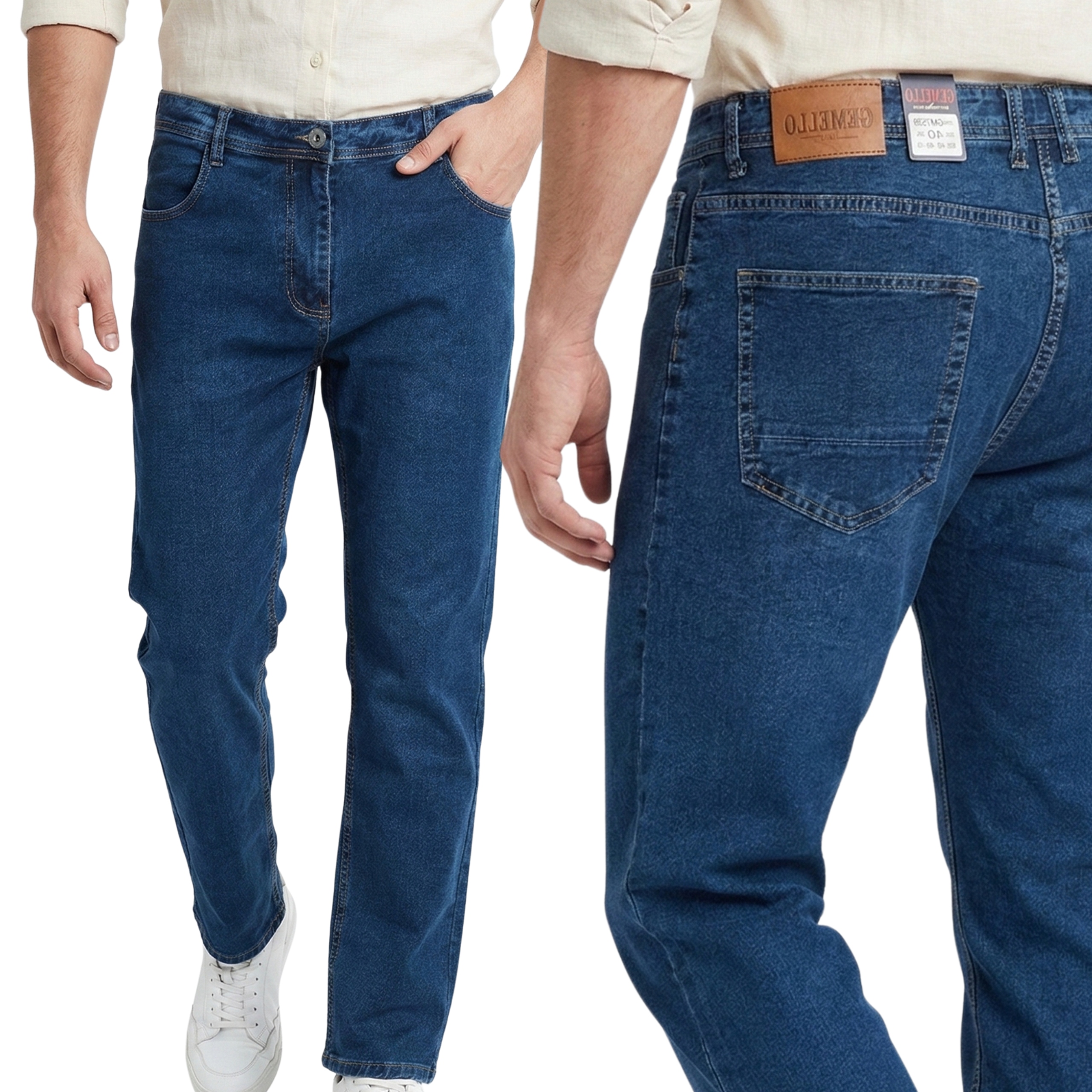 Spodnie męskie dżinsy Jeansy Niebieskie Bawełniane Proste W43 L32