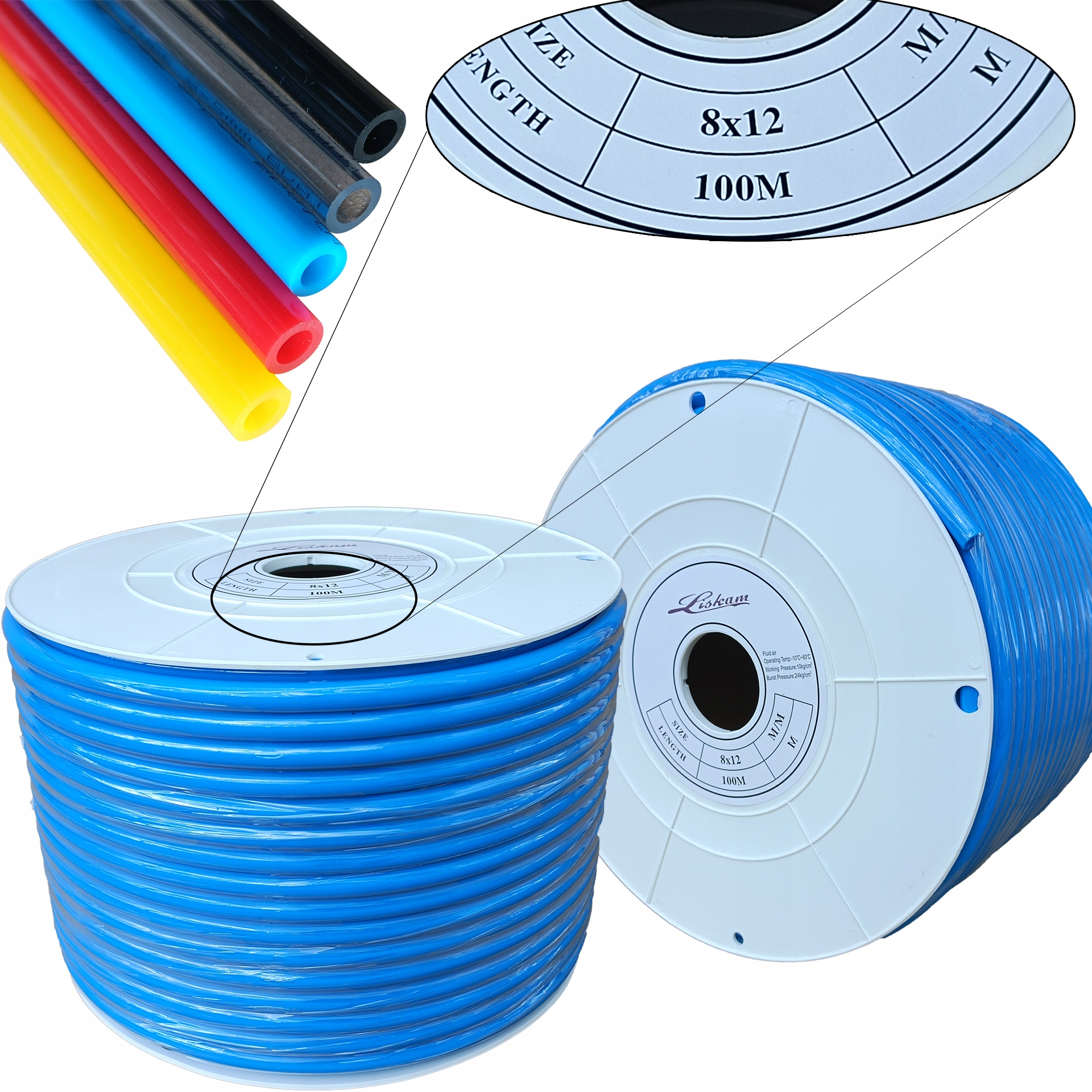 Kabel Polyuretan Pneumatický Pu Tekalan 12x8 mm Modrý 100 M