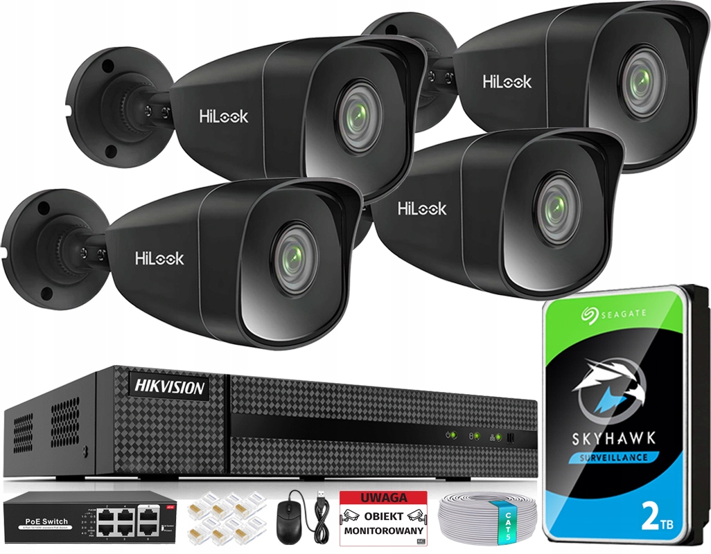 Sada na monitorovanie Ip 4 kamier 5Mpx 2K Rekordér 2TB Aplikácia Detekcia