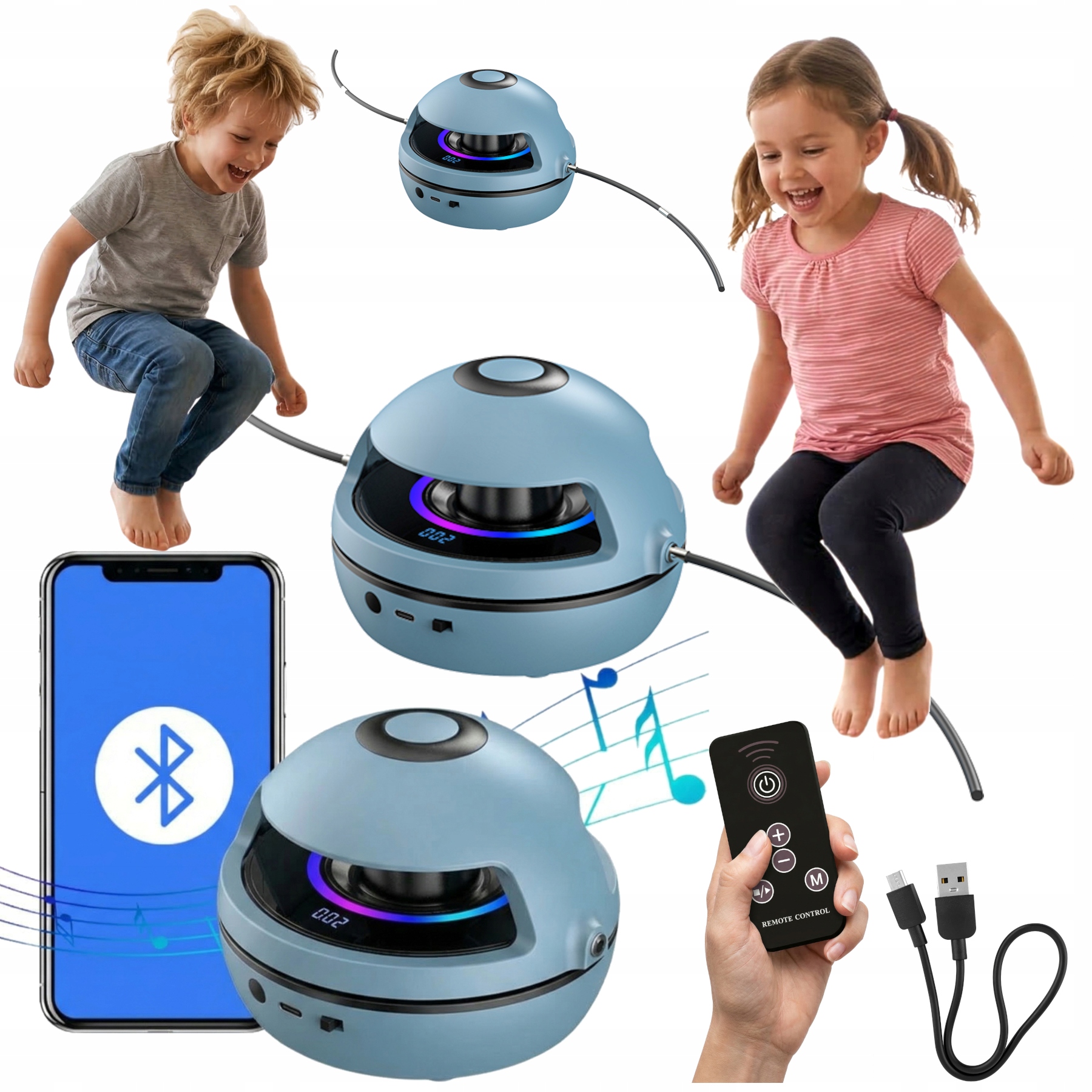 Skakanka automatyczna Fitness Głośnik Bluetooth 10 Prędokości Licznik Pilot