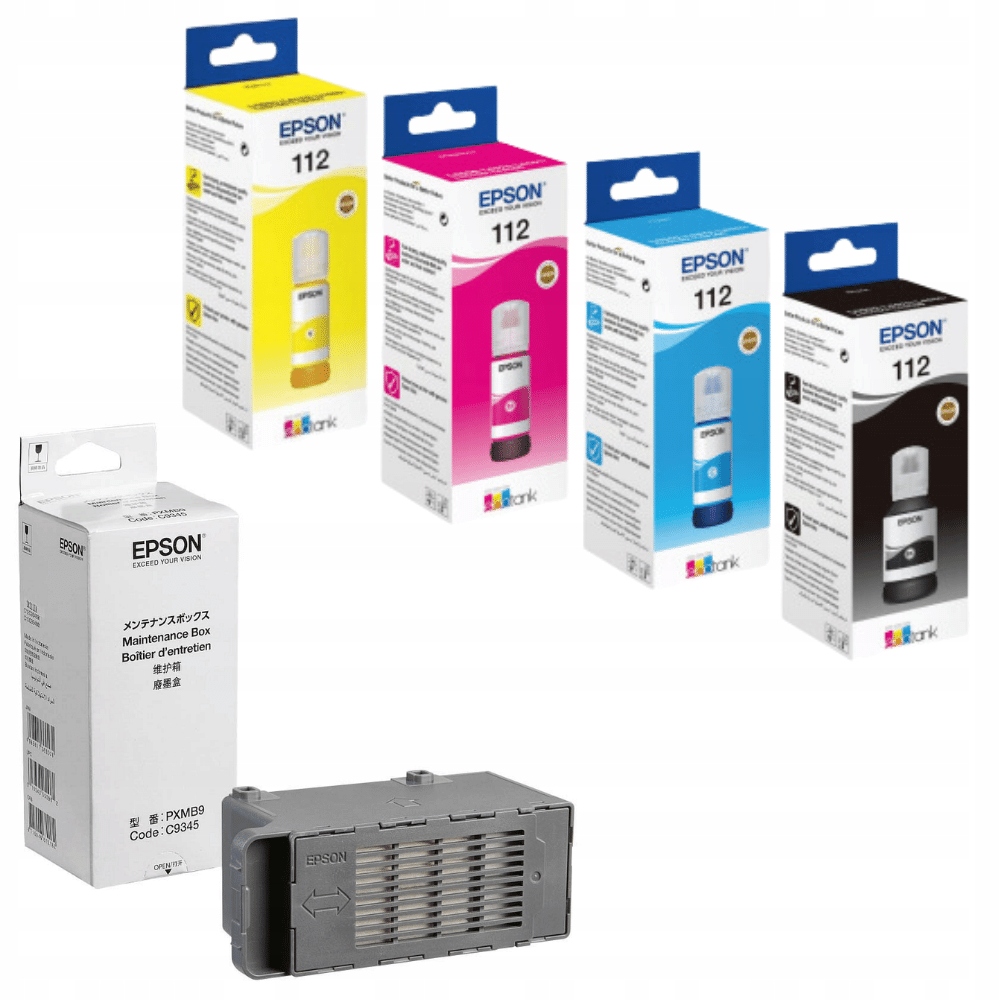 4x Tusz Epson 112 Zestaw Cmyk pojemnik na zużyty tusz C12C934591