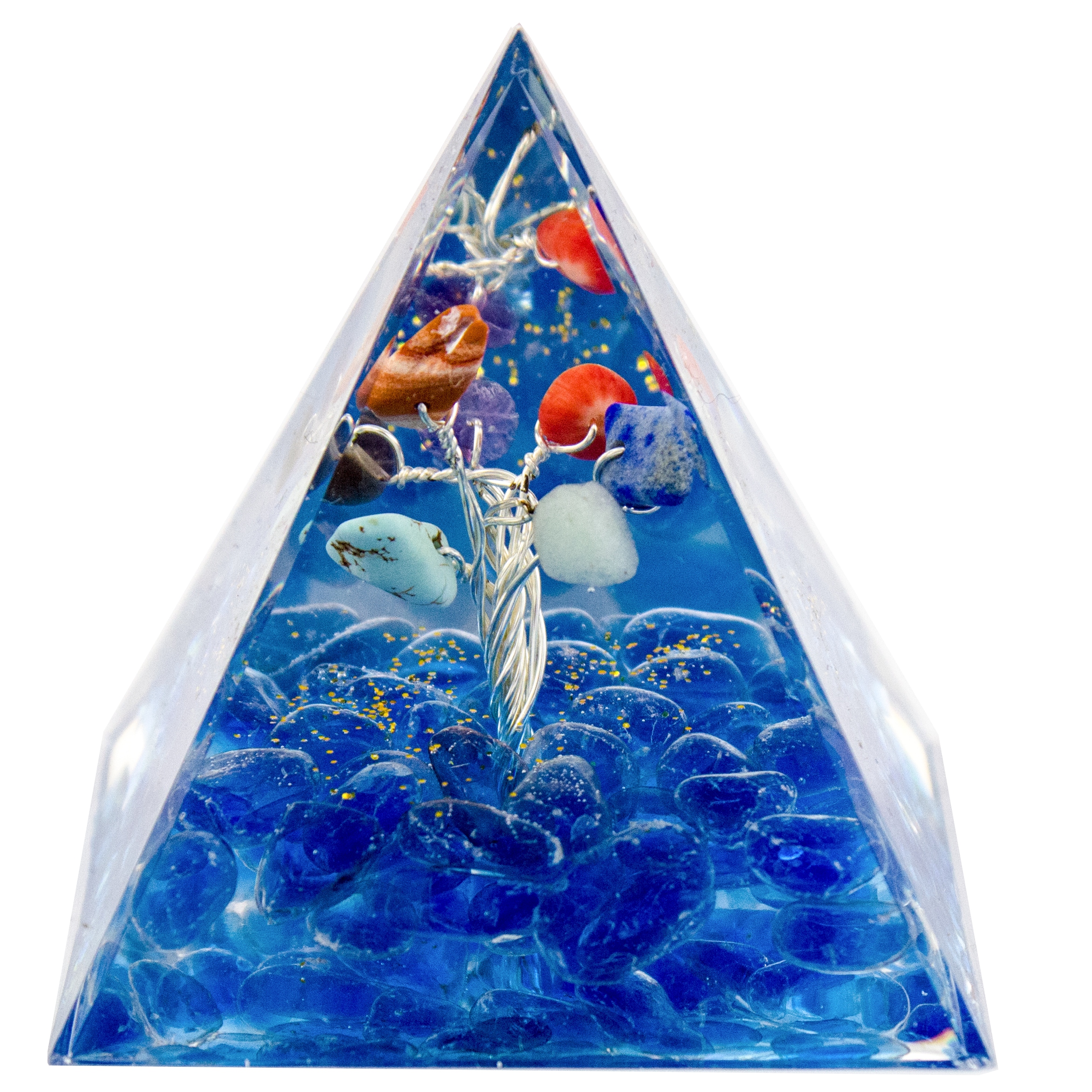 Piramidka Orgonit Ametyst Koral Červený Lazuryt Turkus Awenturyn 6cm