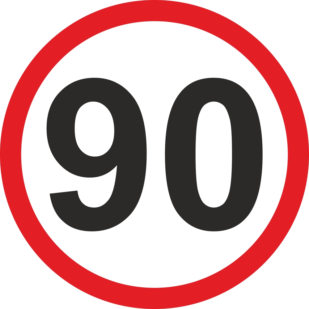 

Naklejka Ograniczenie Prędkości 90 km/h znak 10 cm