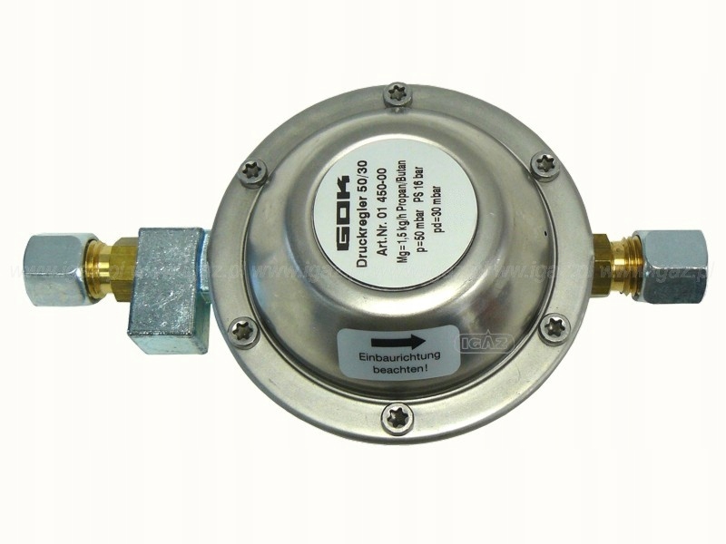 Reduktor razu z 50 na 30 mbar 1 5kg RVS8 rurka 8mm