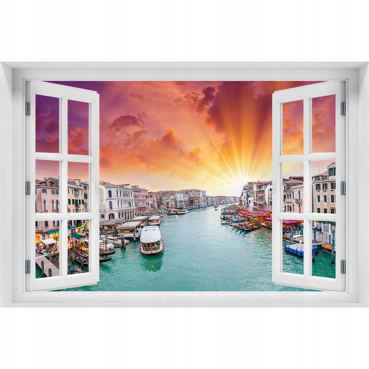 

3D Okno Naklejka na ścianę Wenecja 120x80