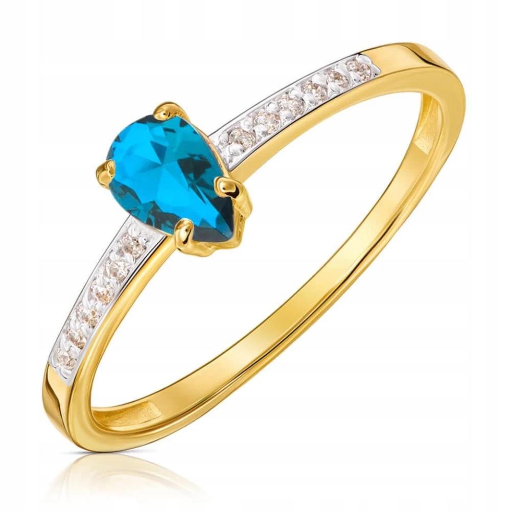Prstýnek Se Syntetickým Tyrkysem A Zirkony Ryzost 585
