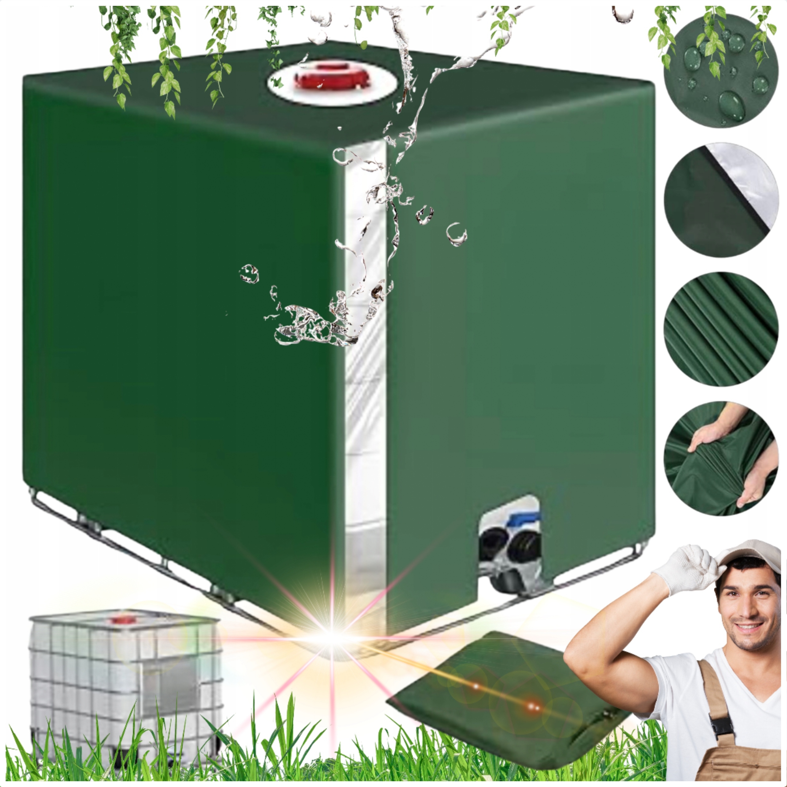 Plachtová Krytka Silná Krytka Na Nádrž Na Dešťovou Vodu Mauzer Sud 1000 L!