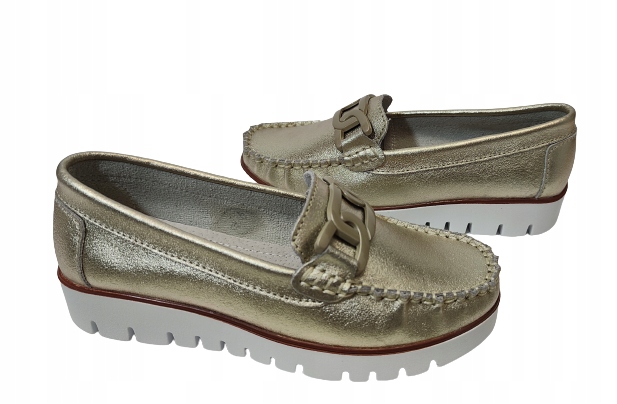 Modní mokasíny koturn Filippo DP3334 zlato r41