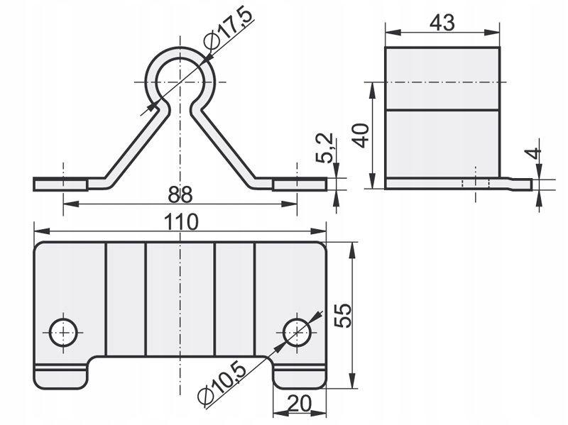 STOPA RAMIONA BRAMY 4 mm KOWAL Kpl. tulejki, śruby Marka Kowal