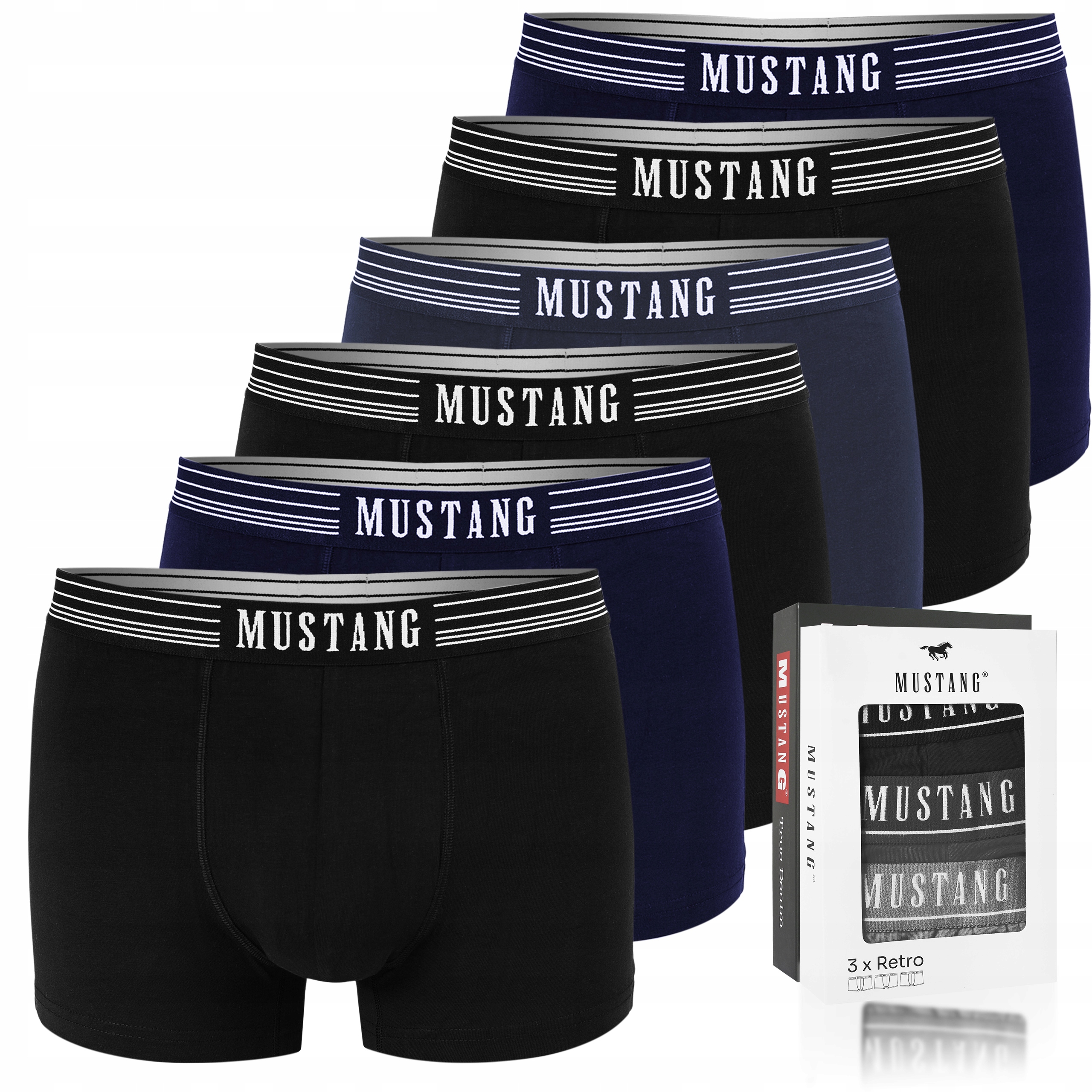 Mustang Pánské bavlněné boxerky 6 kusů BM460 Velikost XL