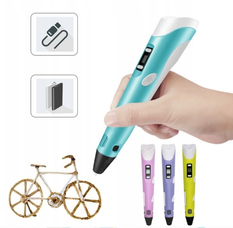 NIEBIESKI DŁUGOPIS 3D PEN DLA DZIECI DRUKARKA DUŻY ZESTAW + WKŁADY 200 M Producent Inna