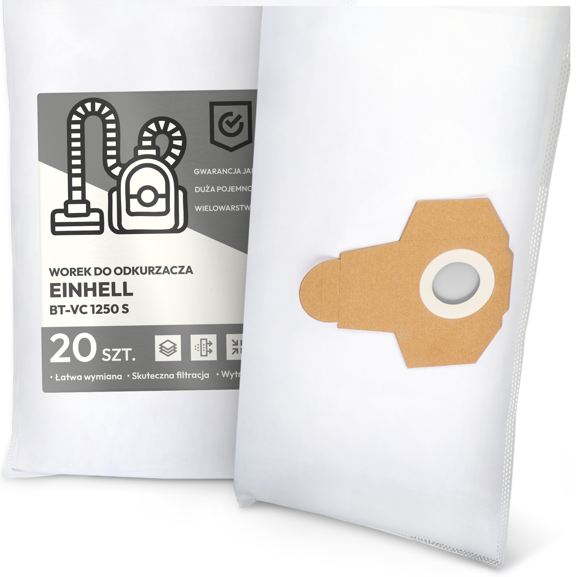 20x Sáček do Vysavače Einhell Bt-vc 1250 S Syntetický Textilní Velký G9