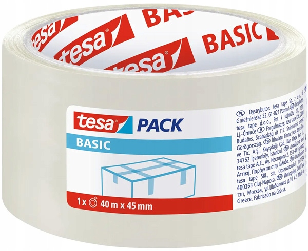Taśma pakowa przezroczysta 45mmx40m Tesa Basic
