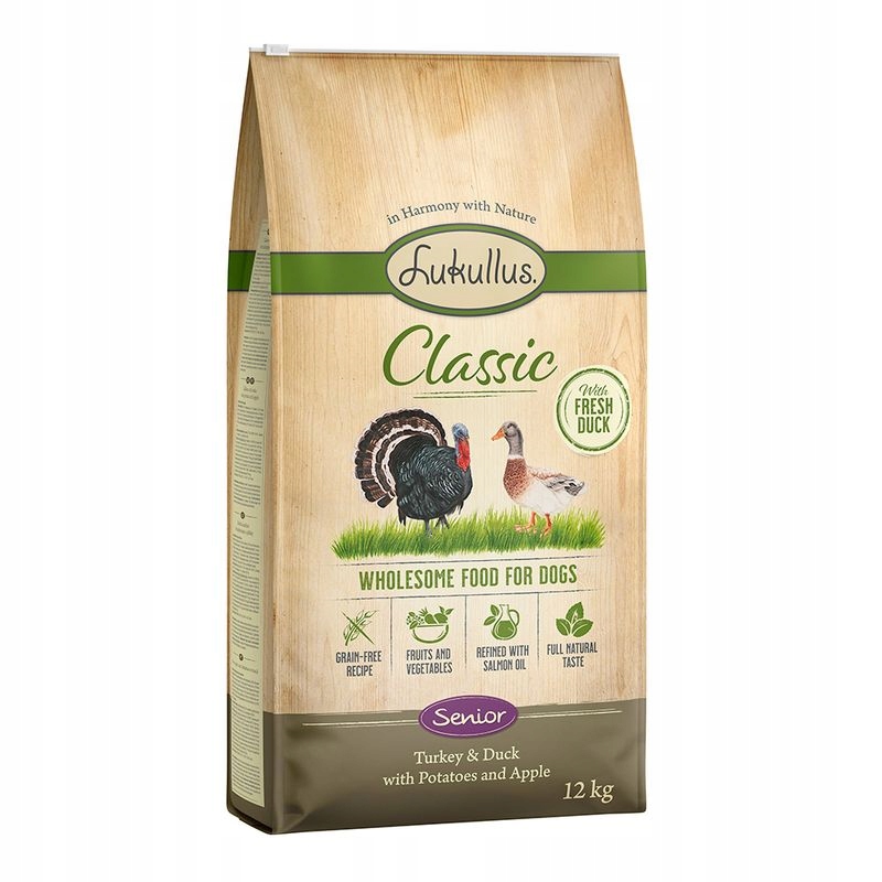 Lukullus Classic Senior suché Krmivo pro psy, krůta a kachna (bez obilovin) 12 kg