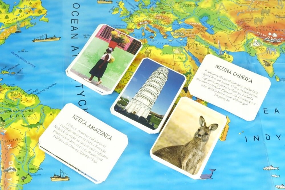 Palcem po Mapie ŚWIAT Gra edukacyjna ABINO Stan opakowania oryginalne