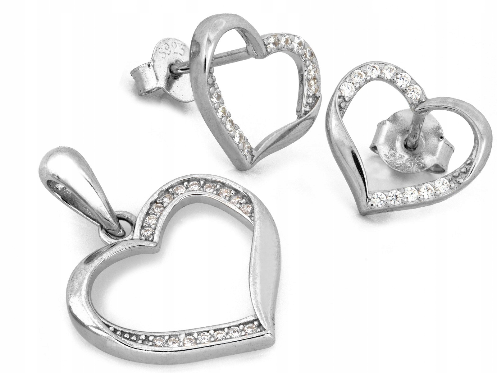 Sada stříbrných šperků 925 s zirkony Náušnice a přívěsek 2.56 g