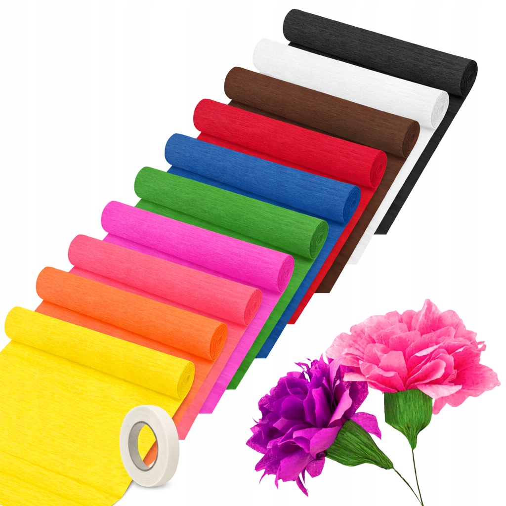 KREPINA BIBUŁA MARSZCZONA FLORYSTYCZNA PAPIER DO KWIATÓW 25x250cm 10 SZTUK