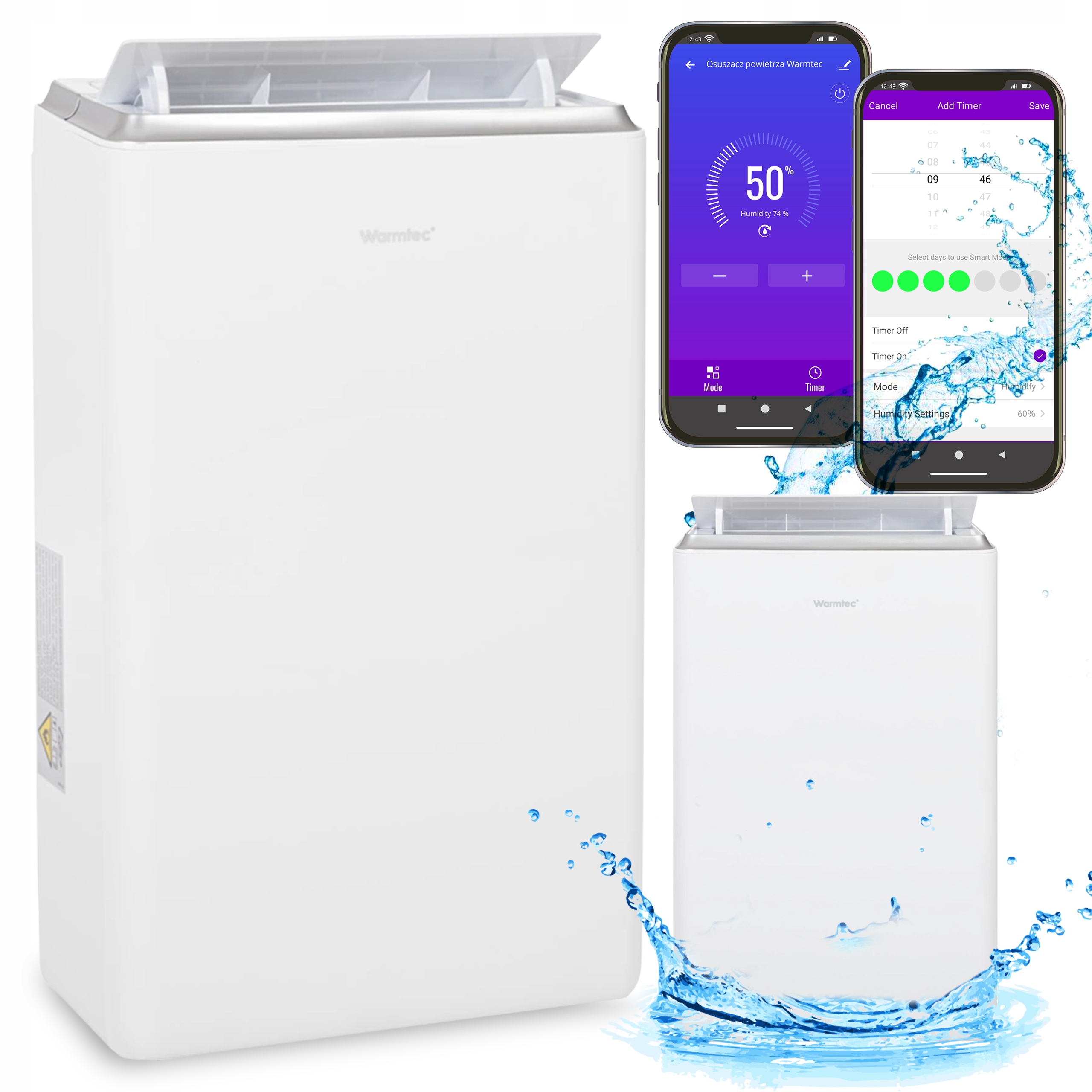 Wydajny Osuszacz powietrza ze zbiornikiem na skropliny Warmtec ODT-20 +WiFi