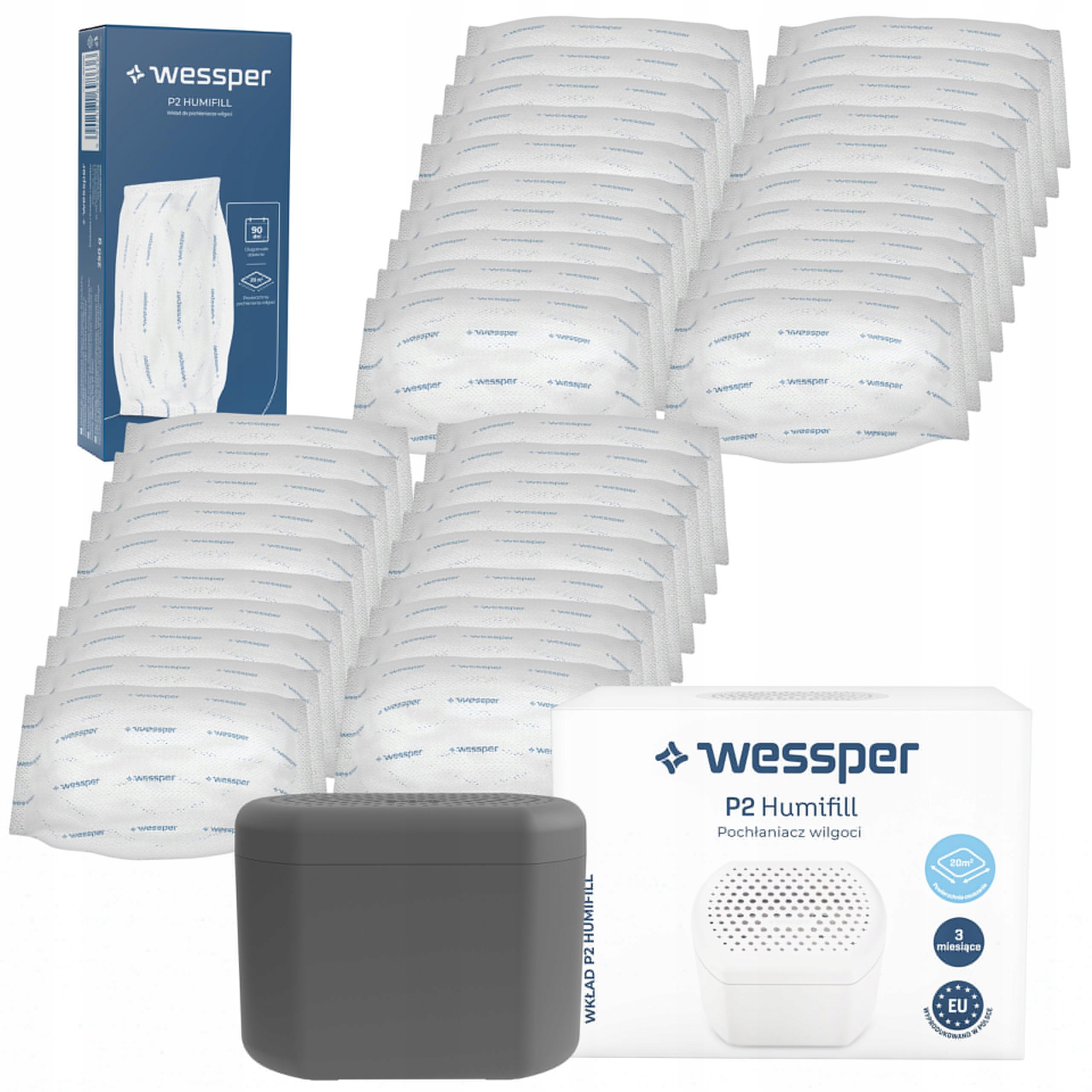 Wessper P2 Humifill: pohlcovač vlhkosti 40x náplně do pohlcovače