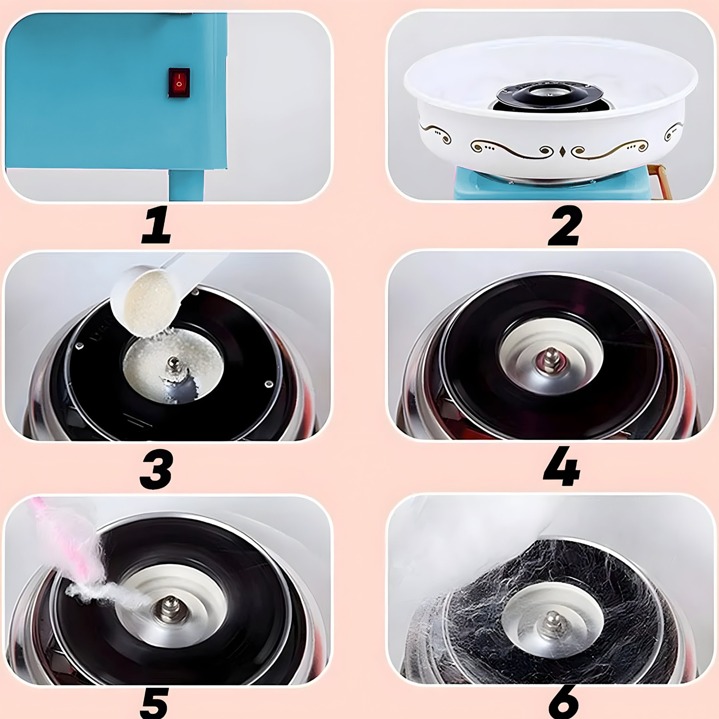 WATA CUKROWA MASZYNA DO WATY CUKROWEJ DOMOWA MASZYNKA PATYCZKI Kolor dominujący niebieski