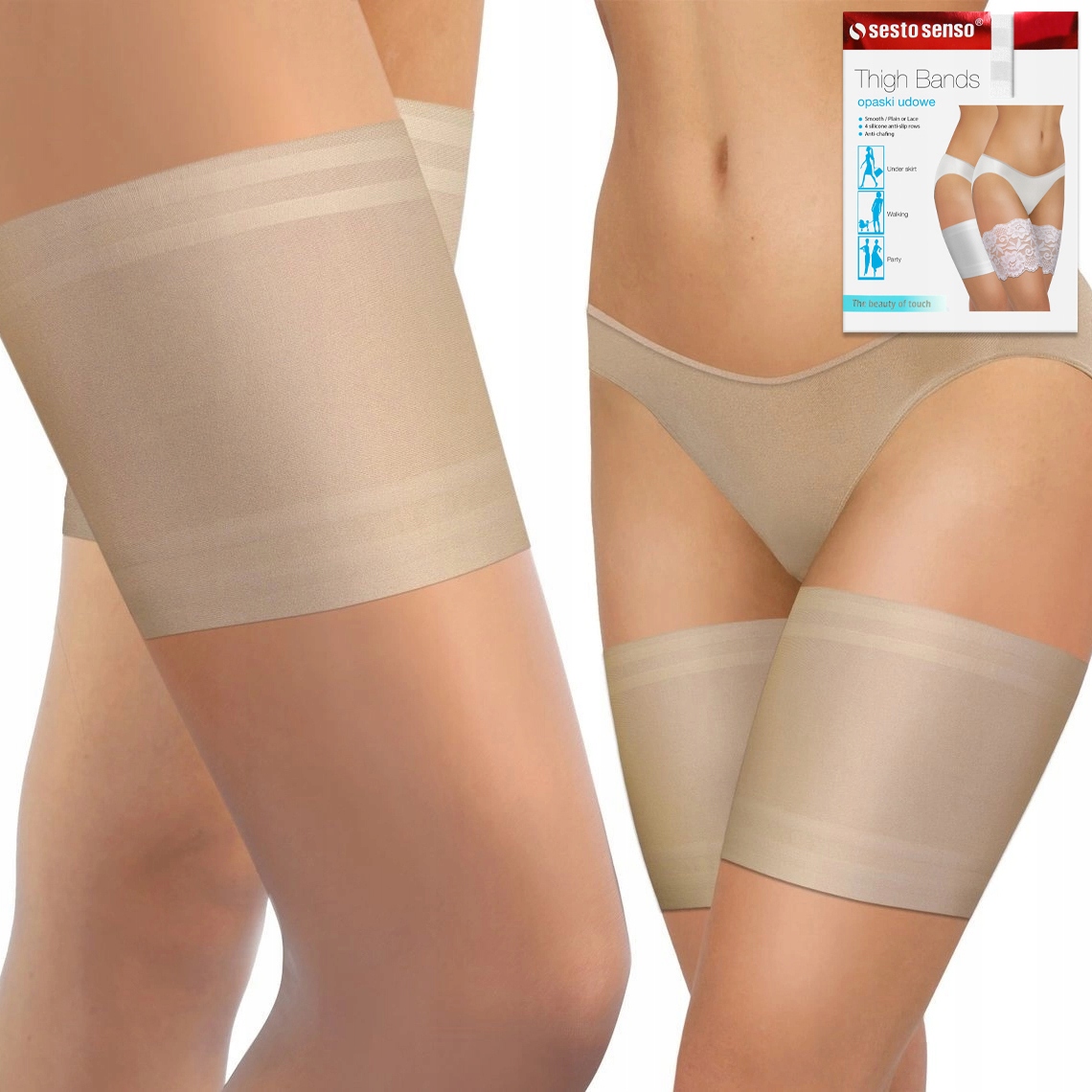 Pásky Na Stehna Proti Odření hladké se silikonem Sesto Senso XL 70-75