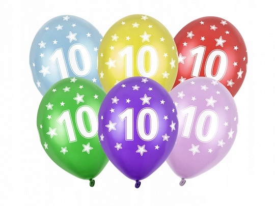 

Zestaw 9 urodziny balony 10th Birthday Metallic