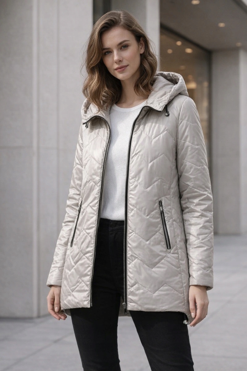 Ozdobně Prošívaná Bunda B8588 J.béž XL (42)