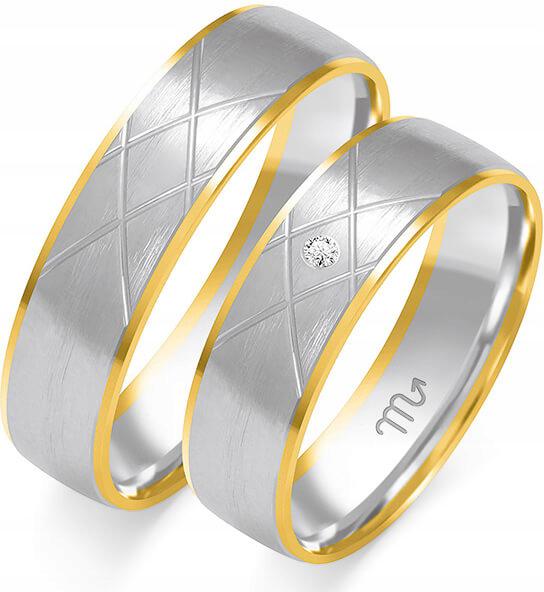 Zlatý snubní prsten pro pár 585, velikost 17 18 19, originální s gravírováním