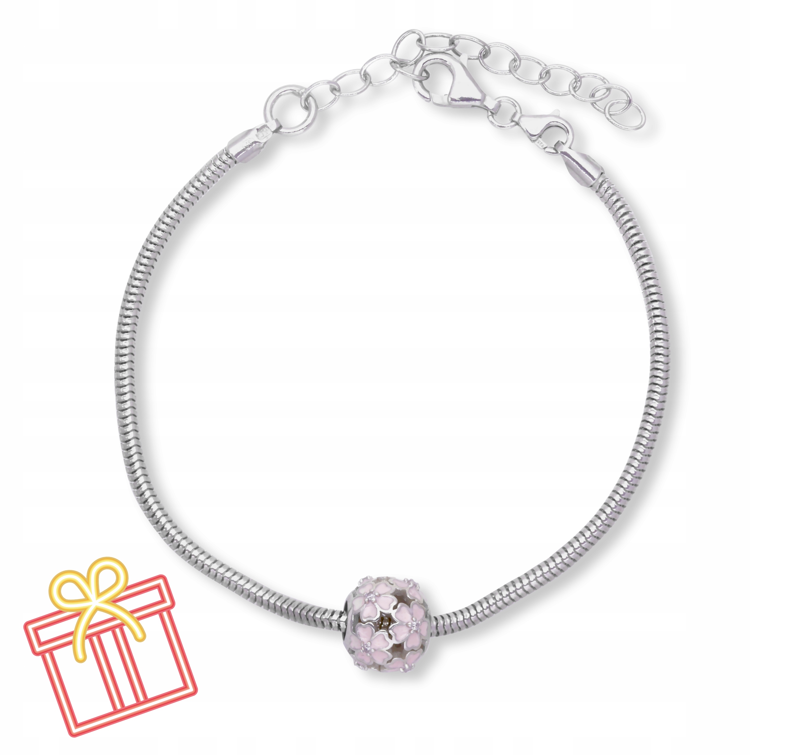

Srebrna Ag925 bransoletka modułowa Charms