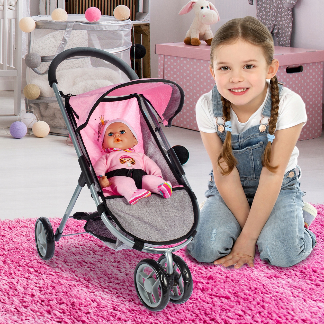 LELLJU RATIŅI AR PRINCESES ROZĀ IZCILU SALOKĀMU NOJUMI Tips: ratiņi