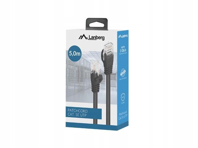 Patchcord Lanberg Utp kat.5e 5m czarny box fluke passed