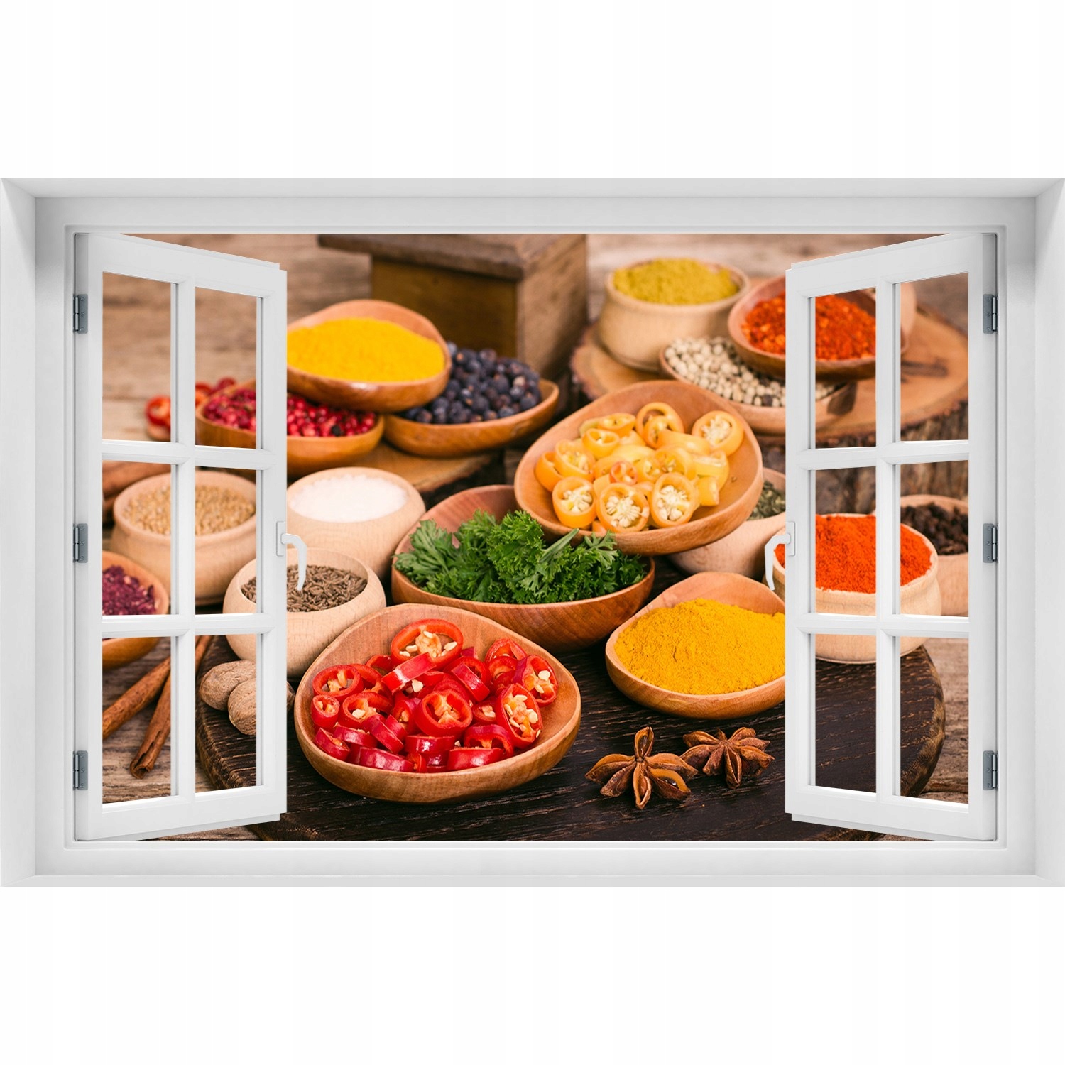 

3D Okno Naklejka ścienna Przyprawy i zioła 150x100