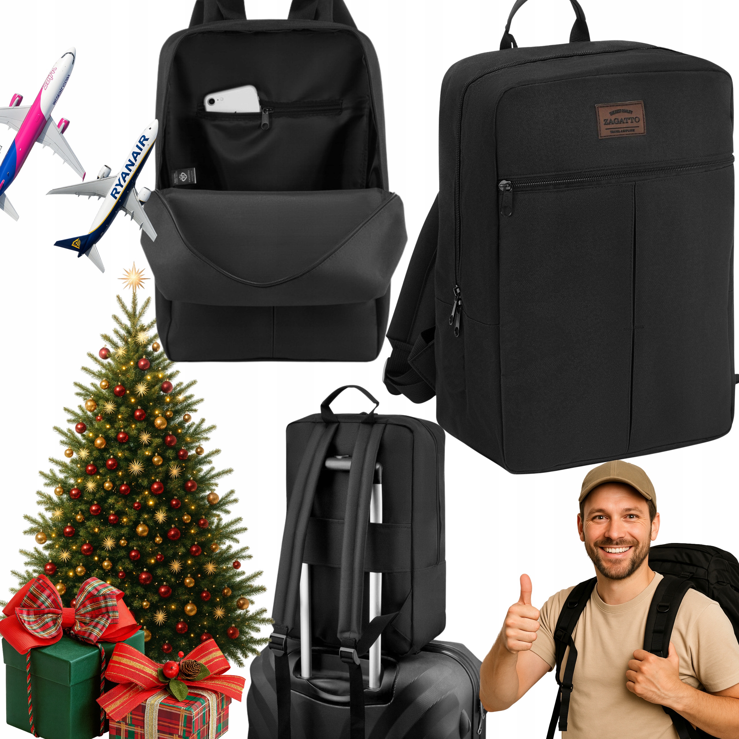 Plecak Do Samolotu Lekki Turystyczny Podróżny 40x25x20 Ryanair Wizzair