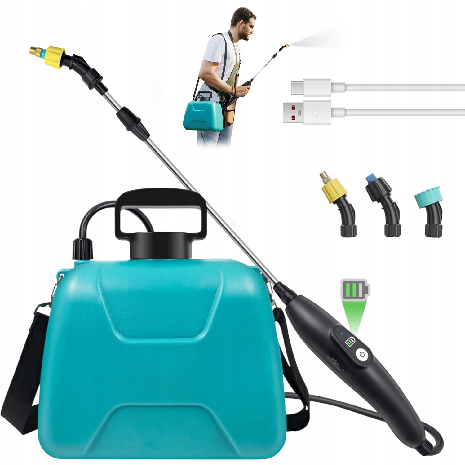 Elektrický Zahradní Postřikovač 8 L S Teleskopickou Tyčí A 3 Tryskami