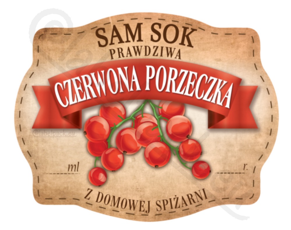 

Sok Czerwona Porzeczka Etykieta na słoik