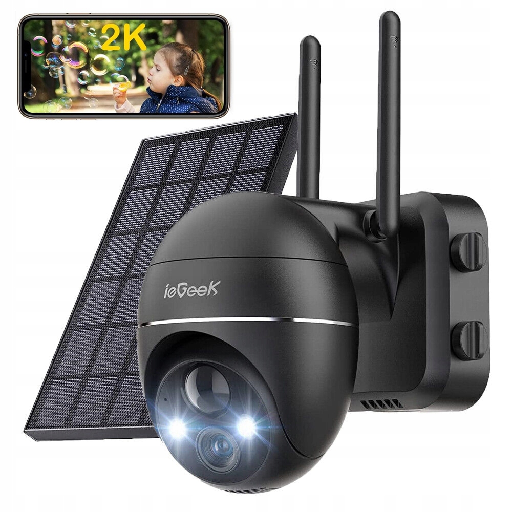 2K Venkovní Otočná Solární Kamera Ip Wifi 4x Zoom na 9000 Mah Baterie