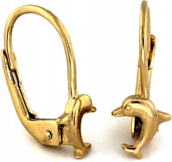 Zlaté náušnice 585 hladký anglický delfín 14kt, elegantní vzor jako dárek