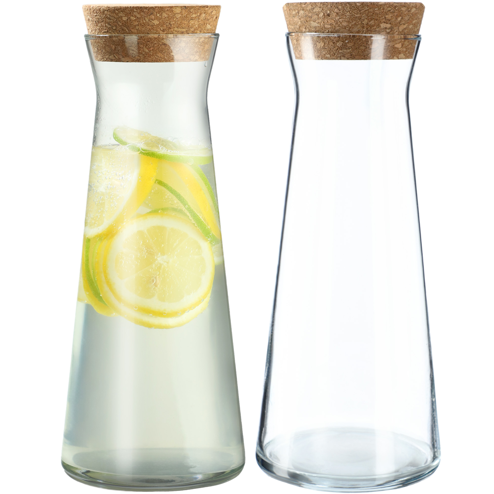2x KARAFKA SZKLANA DZBANEK Z KORKIEM 1L NA WODĘ LEMONIADĘ SOK