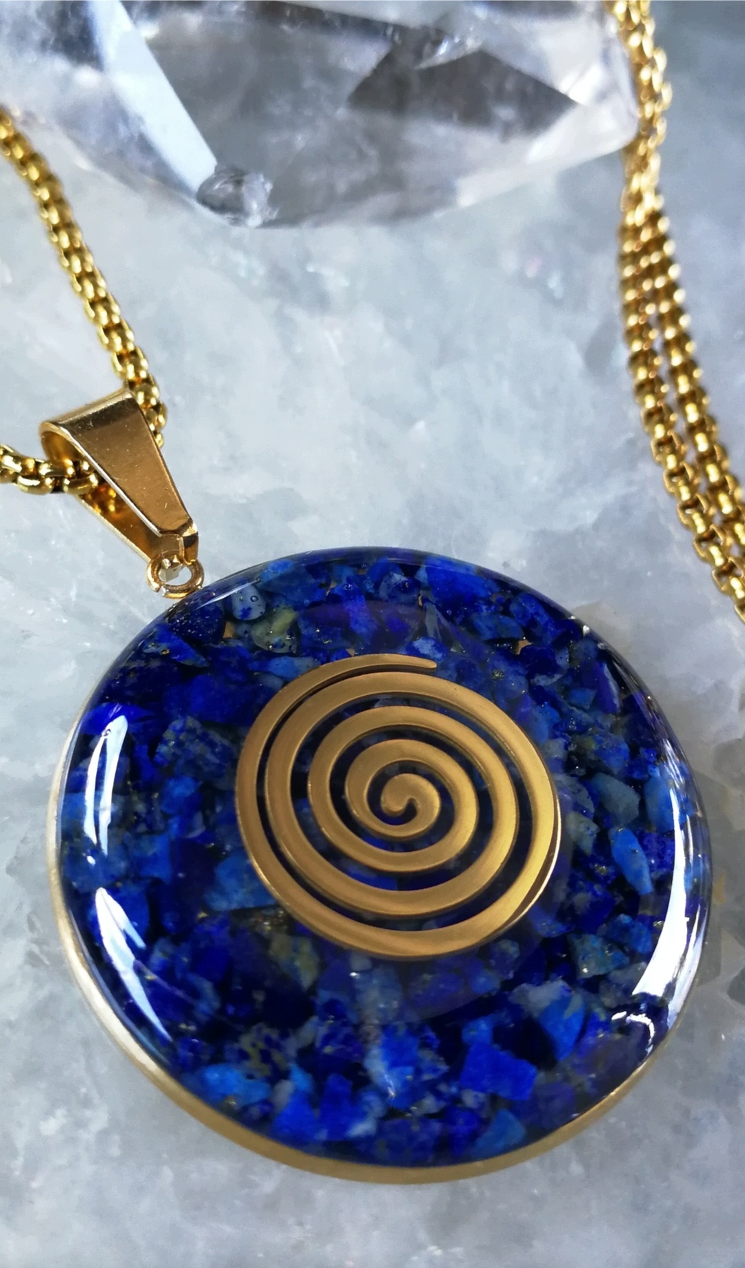 Orgonit Zářič 5G 3 CM Lapis Lazuli Spirála Řetízek 60 CM Ocel Pozl