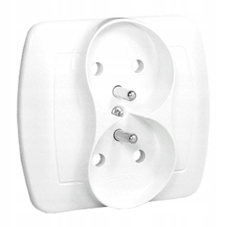 Simon Akord GNIAZDO PODWÓJNE Z UZIEM białe AGZ2/11