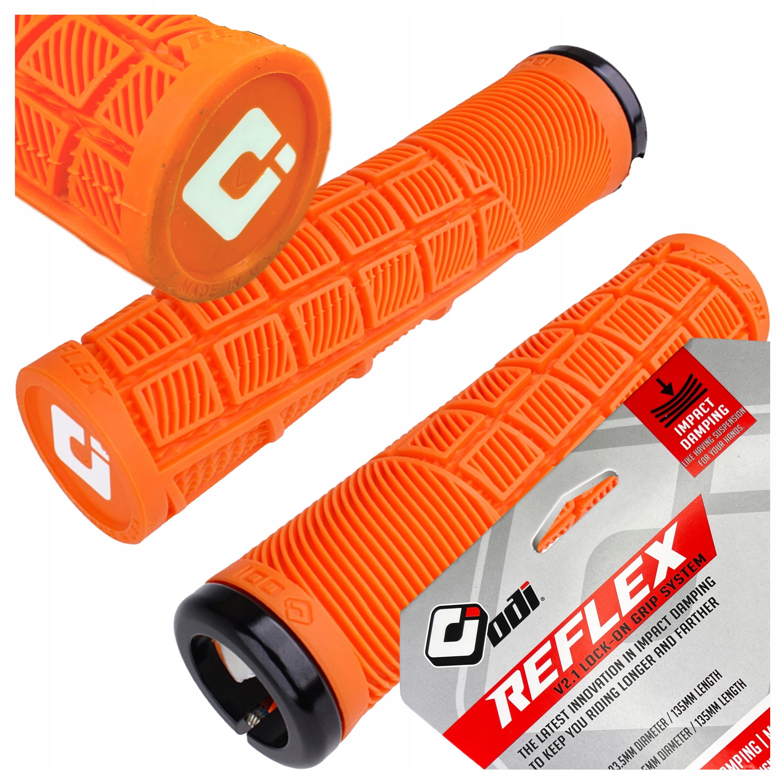 Gripy Rowerowe Mtb Odi Reflex V2.1 Pomarańczowe Skręcane LockOn
