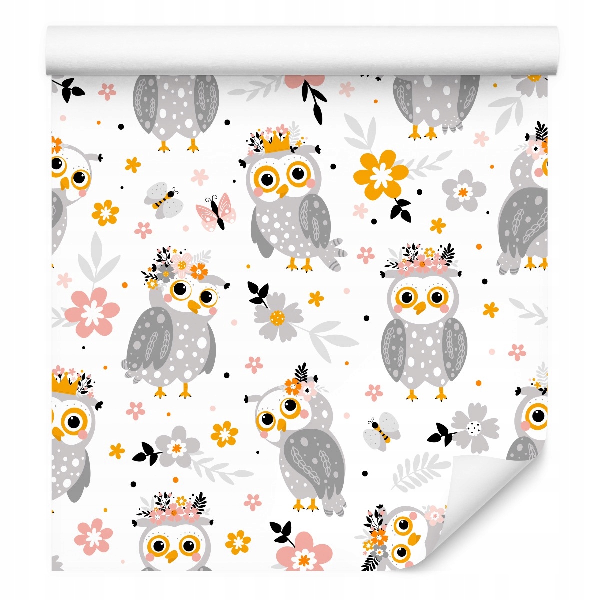 Tapeta pro děti Sovy Květiny Motýli Dekor Příroda